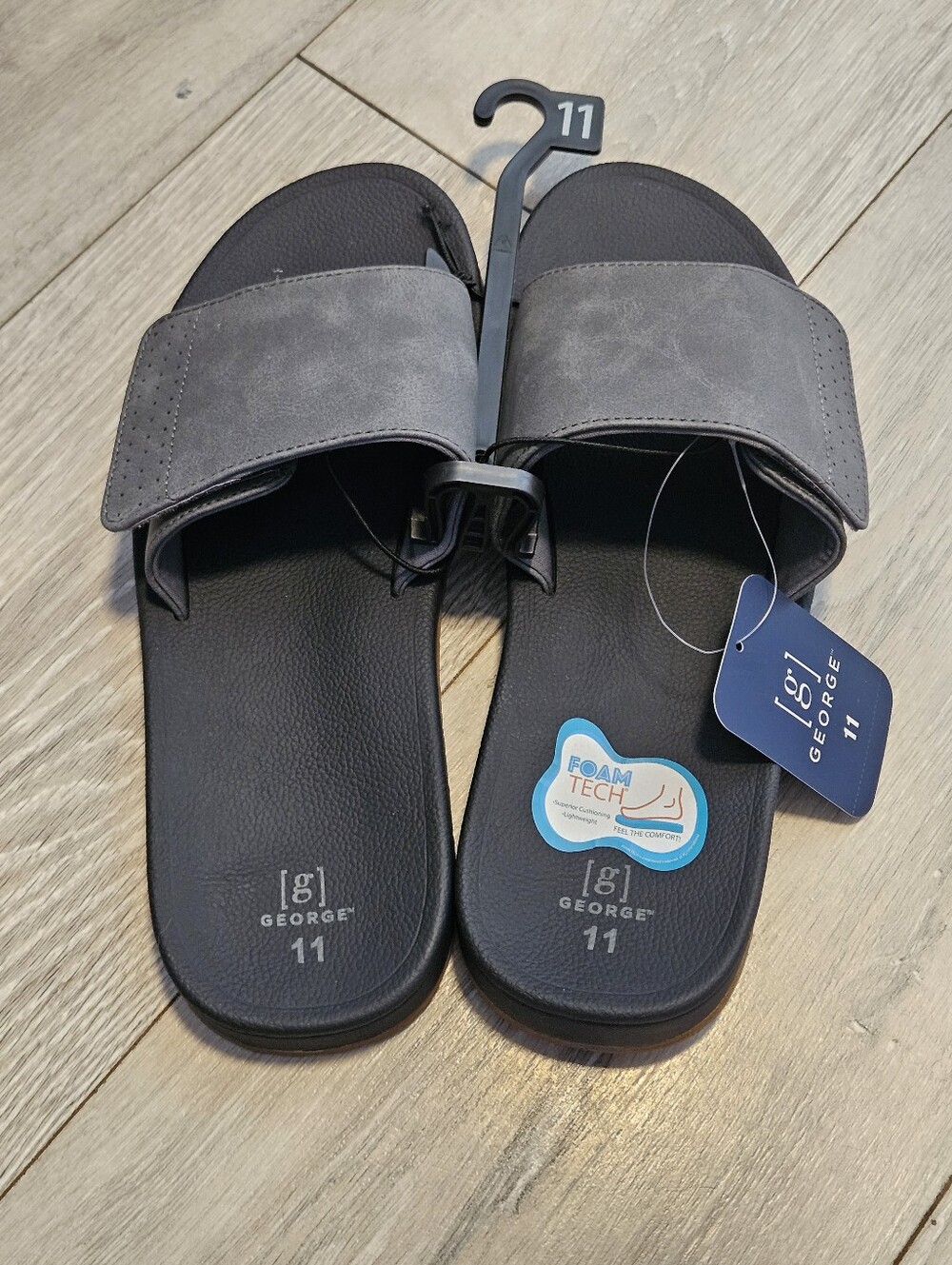 Brand new with tags (NWT) George Men's Comfort Slide Sandals in Gray and Black.